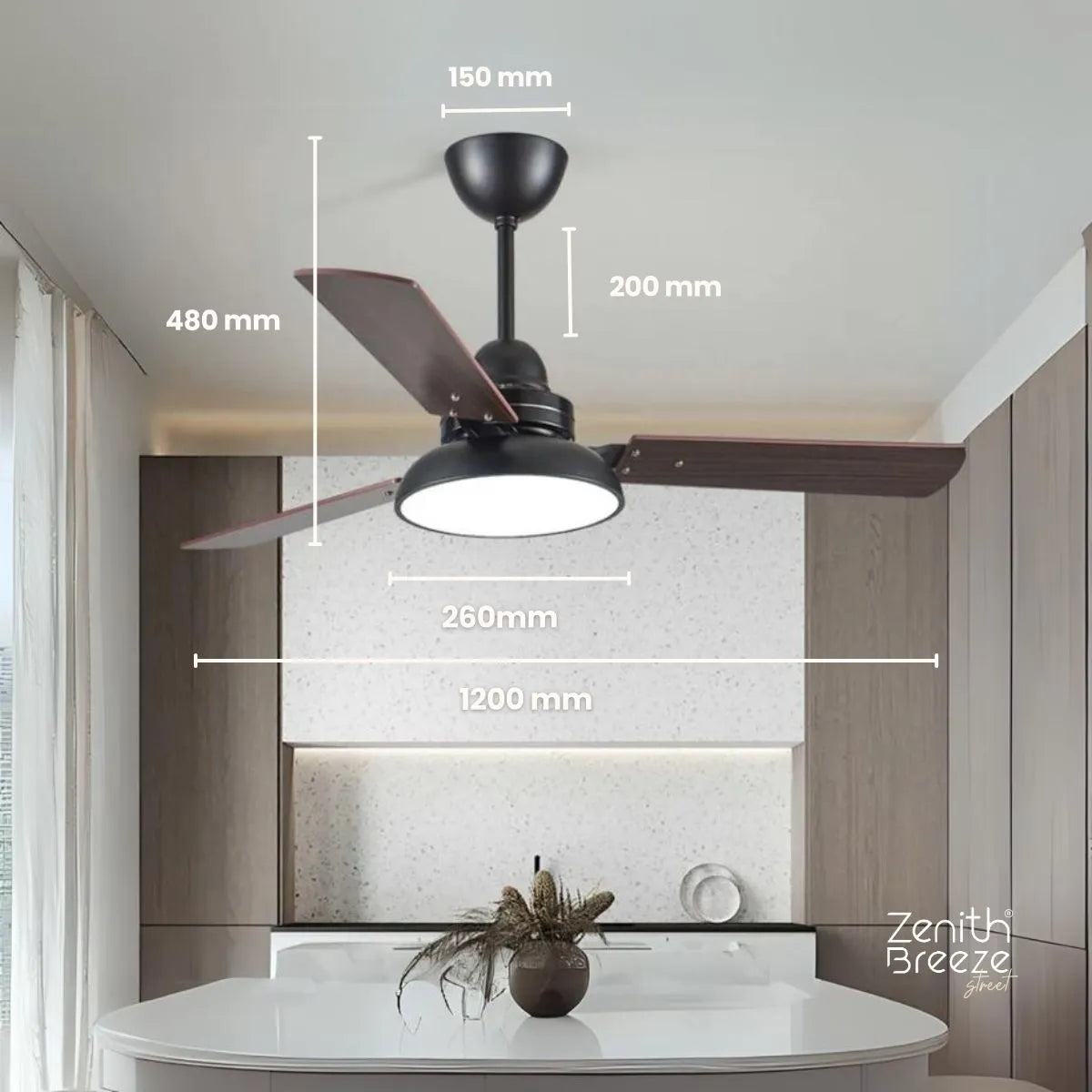 Ventilador de teto moderno com Luminária - ZenithBreeze® Street