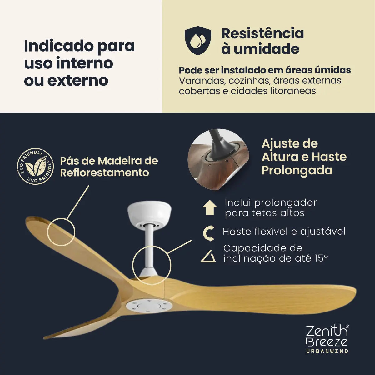Ventilador de teto moderno Estilo Industrial com controle remoto - ZenithBreeze® UrbanWind