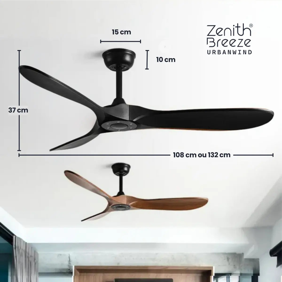 Ventilador de teto moderno Estilo Industrial com controle remoto - ZenithBreeze® UrbanWind