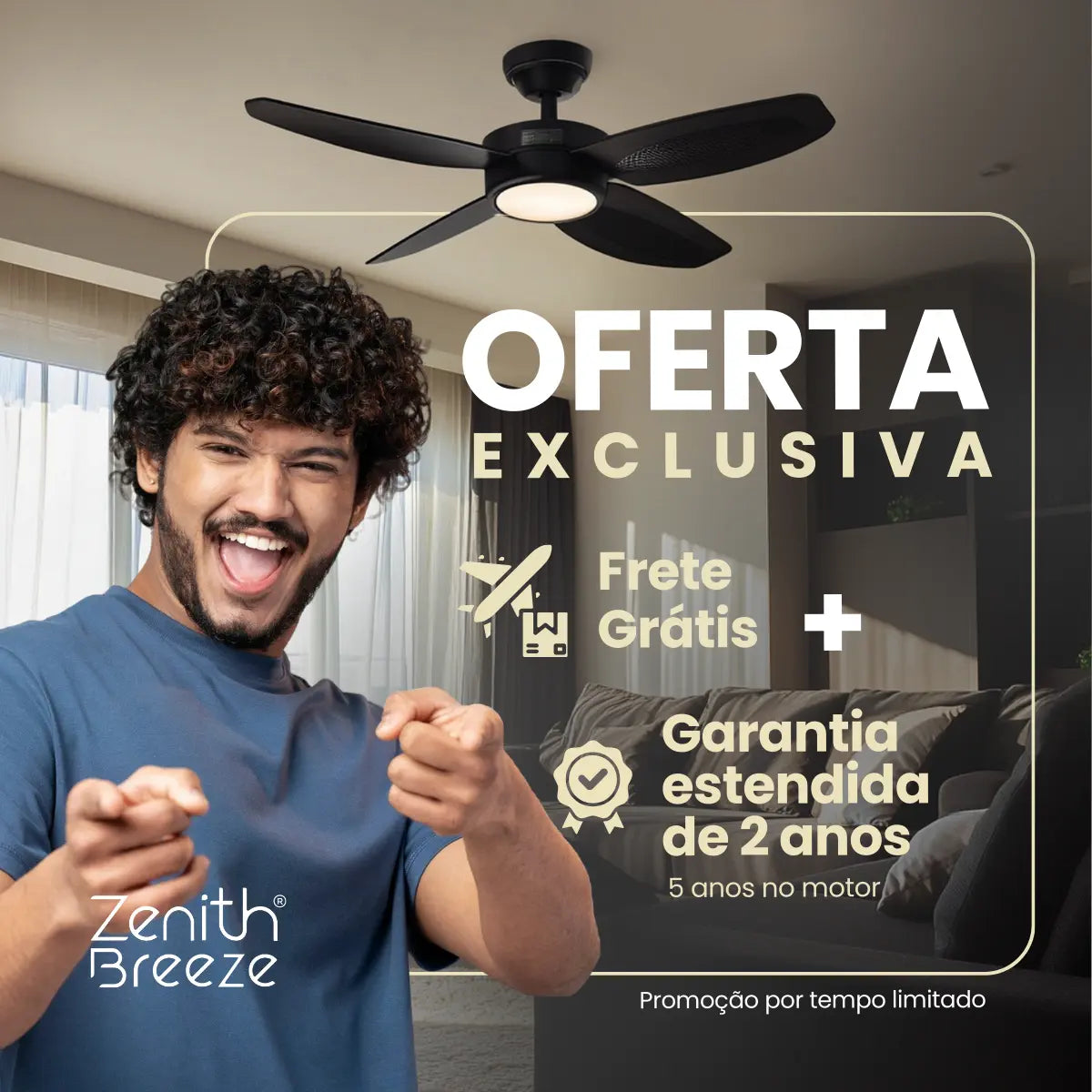 Luminária com Ventilador de teto moderno em Bambu - ZenithBreeze® - Bambu Breeze Edition