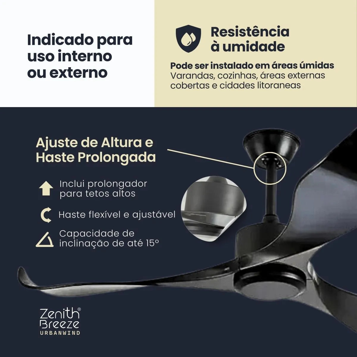 Ventilador de teto moderno Estilo Industrial com controle remoto - ZenithBreeze® UrbanWind Elite Edition