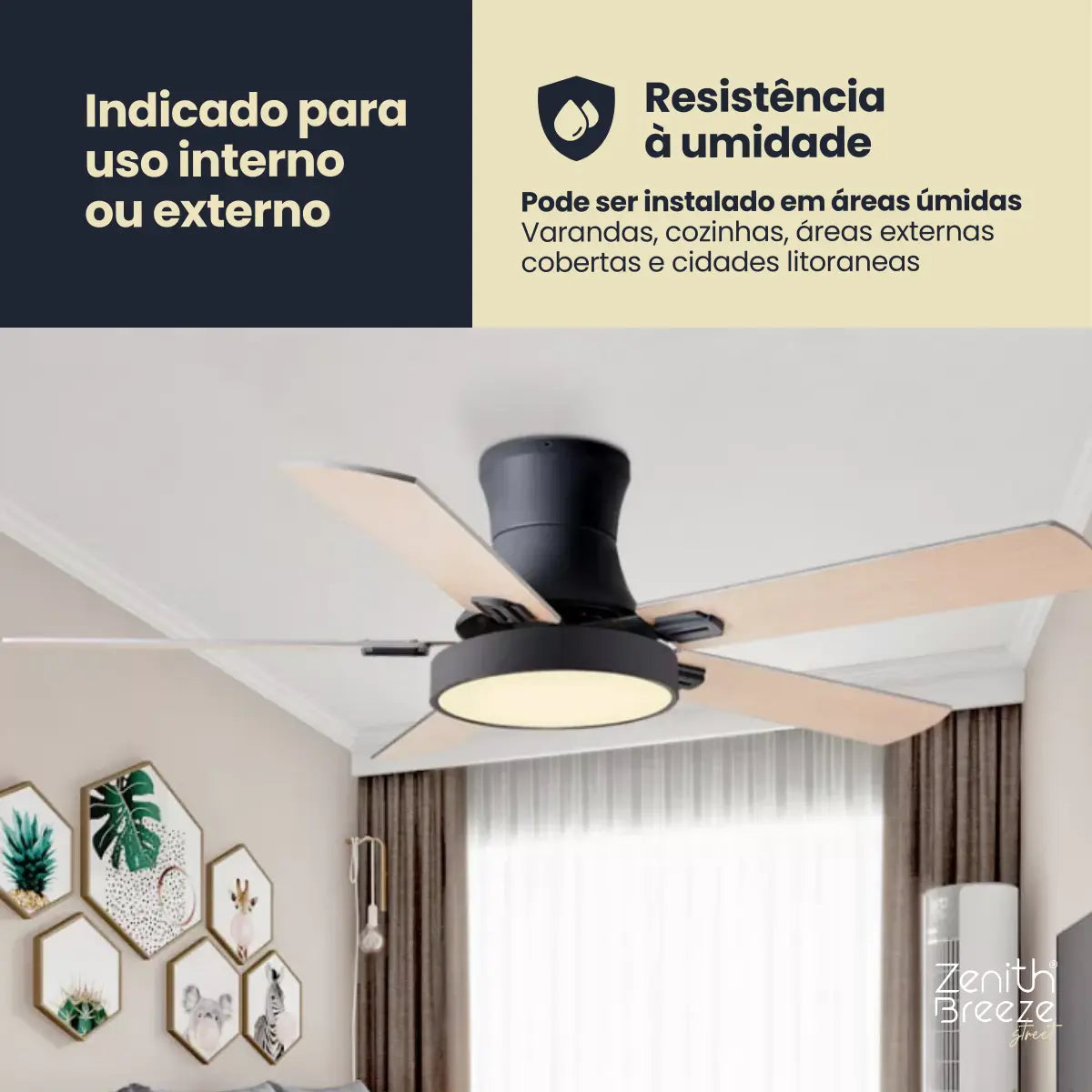 Ventilador de teto moderno com Luminária - ZenithBreeze® Street M1