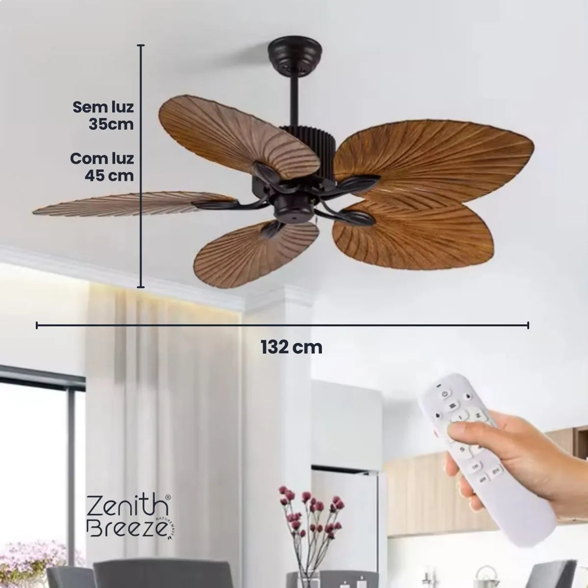 Ventilador de teto moderno Potente - ZenithBreeze® NatureWave