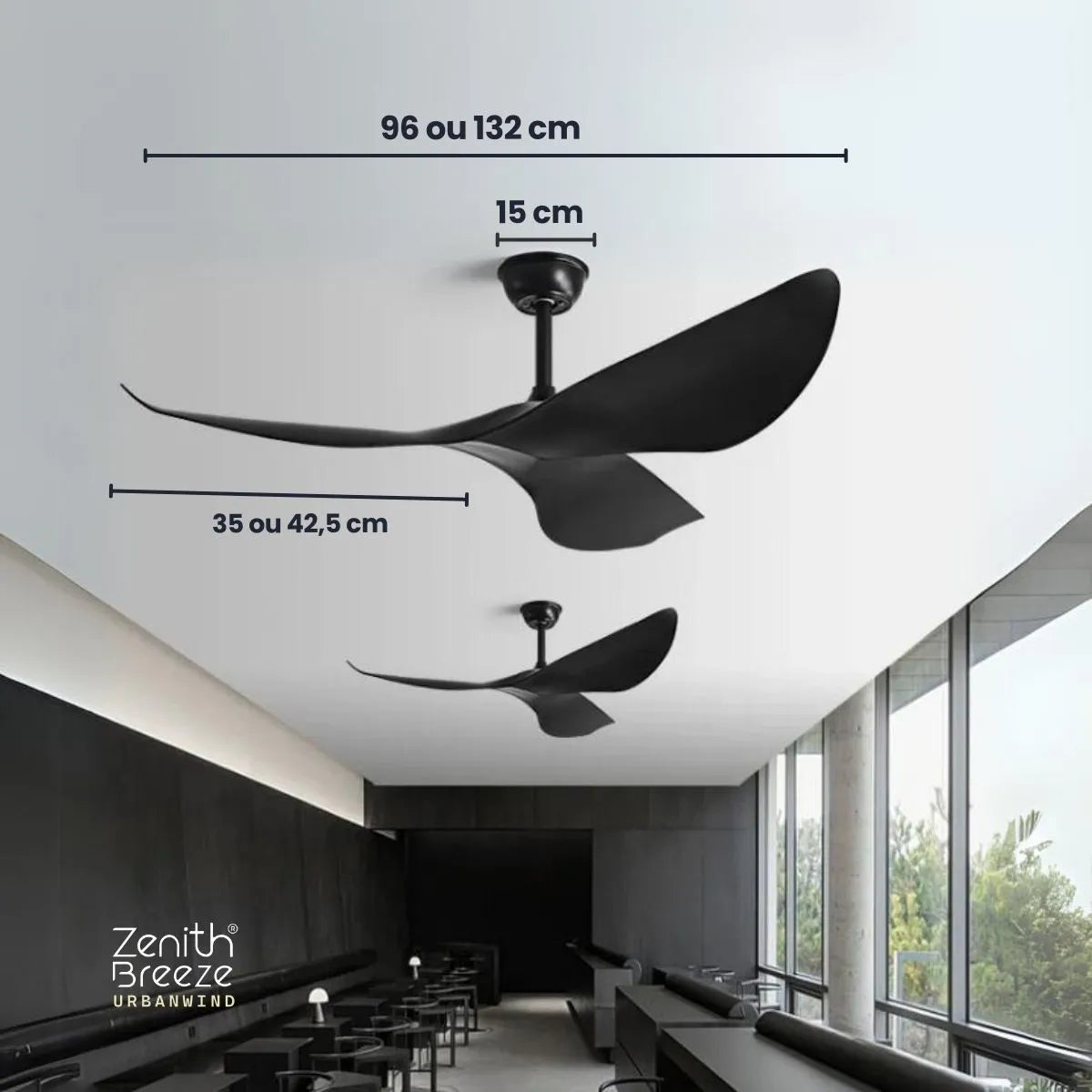 Ventilador de teto moderno Estilo Industrial com controle remoto - ZenithBreeze® UrbanWind X2