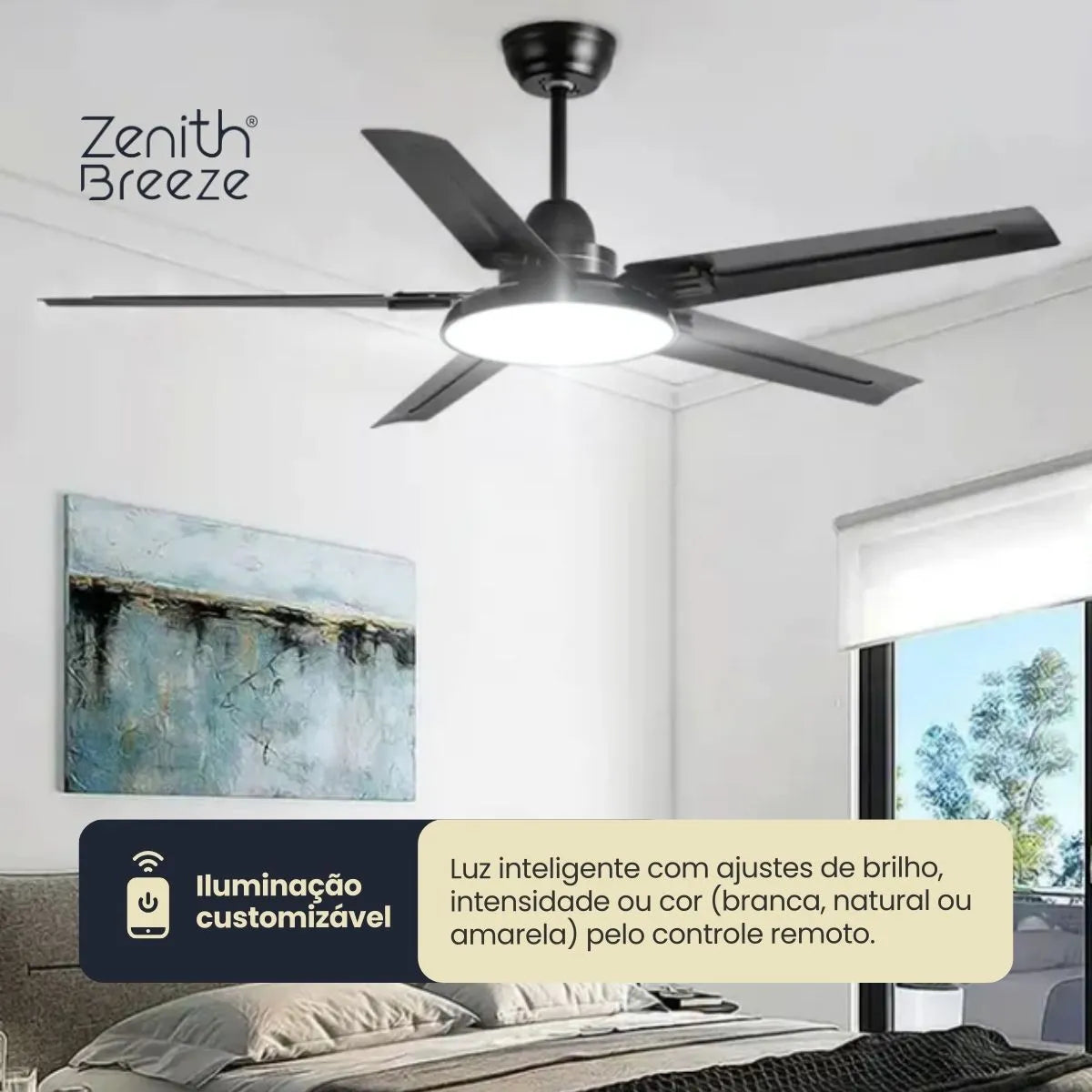 Ventilador de teto moderno Industrial com controle remoto - ZenithBreeze® Z2 Pro