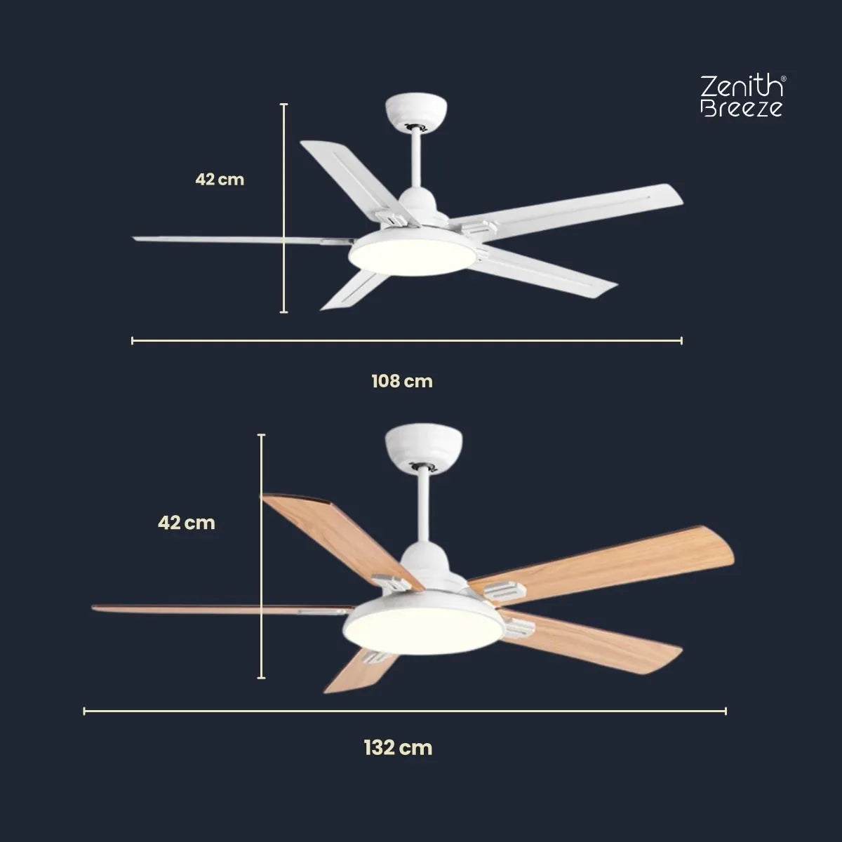 Ventilador de teto moderno Industrial com controle remoto - ZenithBreeze® Z2 Pro