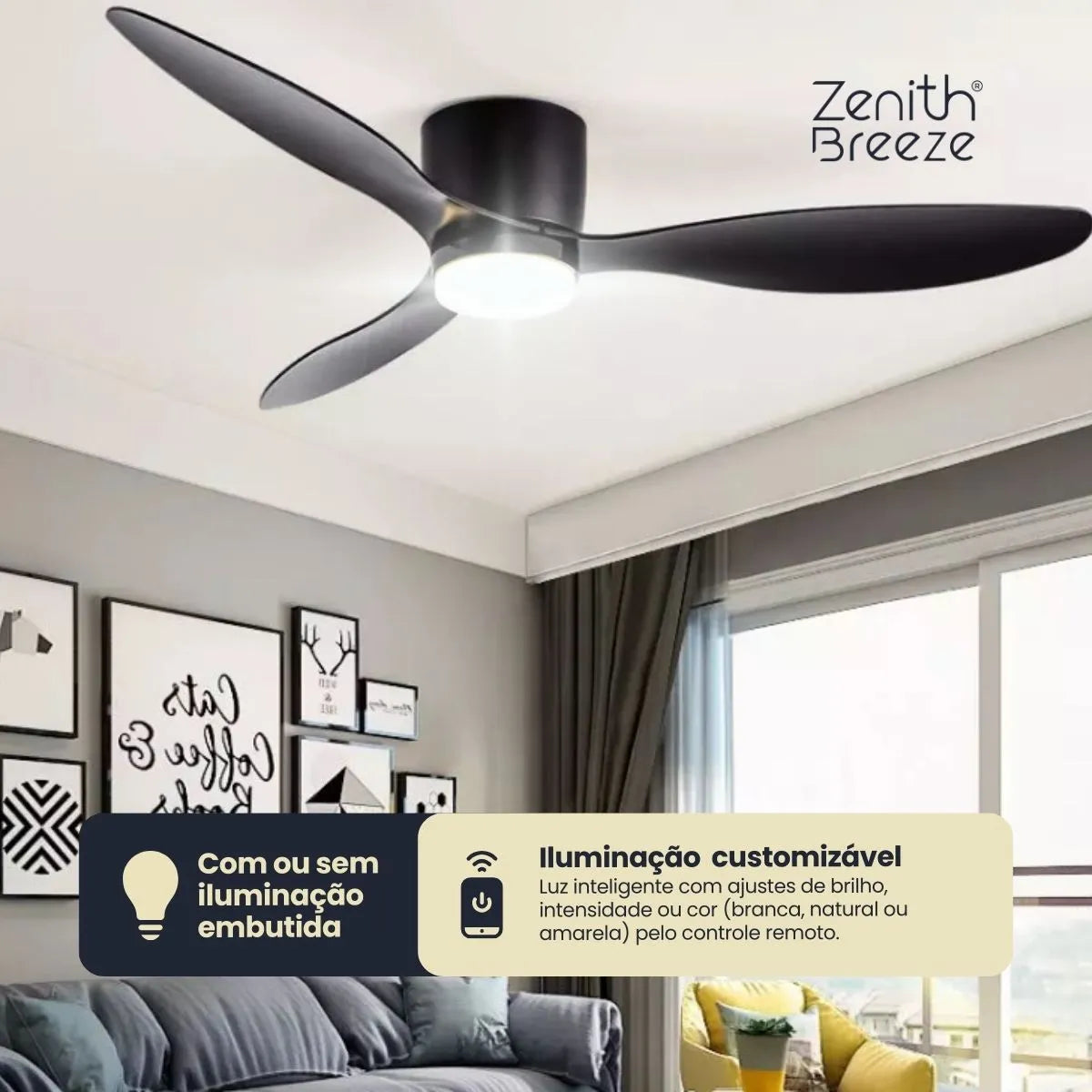 Ventilador de teto moderno com controle remoto - ZenithBreeze®
